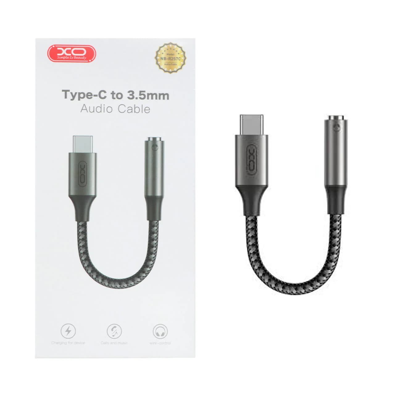 کابل تبدیل Type-C به جک 3.5 میلیمتری XO مدل NB-R257C – مشکی