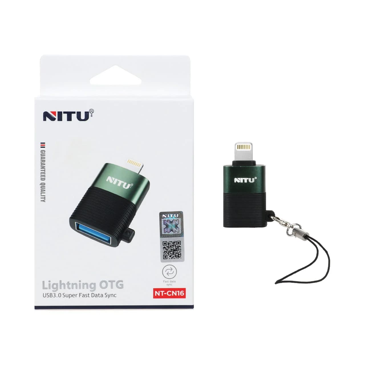 تبدیل NITU Lightning OTG USB 3.0 مدل CN16 – مشکی سبز (گارانتی 18 ماه تعویض نیکان همراه)