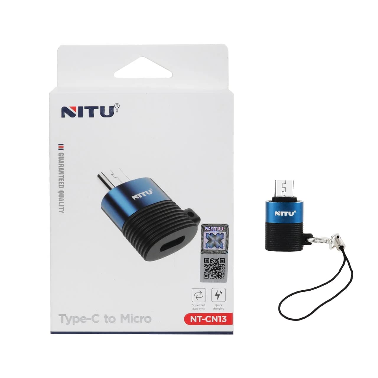 تبدیل NITU Type-C TO MicroUSB مدل CN13 – مشکی آبی (گارانتی 18 ماه تعویض نیکان همراه)