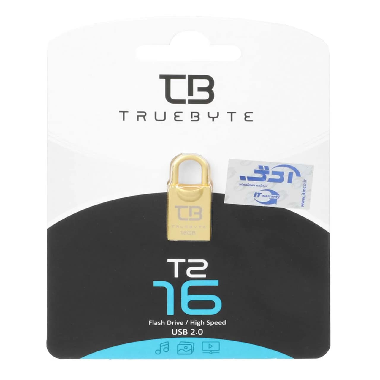 TRUEBYTE T2 USB2.0 Flash Memory-16GB طلایی (گارانتی مادام العمر شرکت آی تین) — تصویر ۳