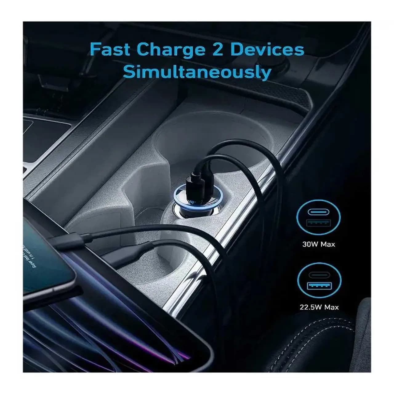 شارژر فندکی فست دو پورت ANKER مدل A2735H11 52.5W و تکنولوژی IQ3 – مشکی (گارانتی شش ماهه شرکتی) — تصویر ۴