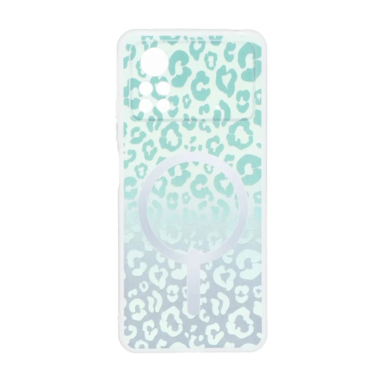 قاب ژله ای پلنگی طرح مگ سیف دور مات محافظ لنزدار Xiaomi Poco X4 Pro – سبز