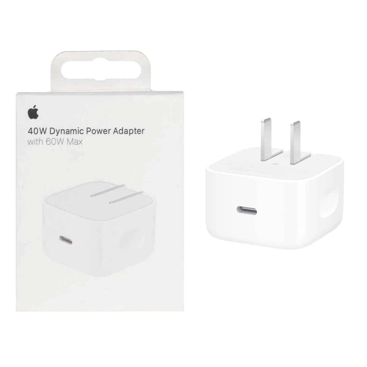 شارژر 40W اپل مدل Dynamic Power Adapter with 60W Max (گارانتی شش ماهه شرکتی)