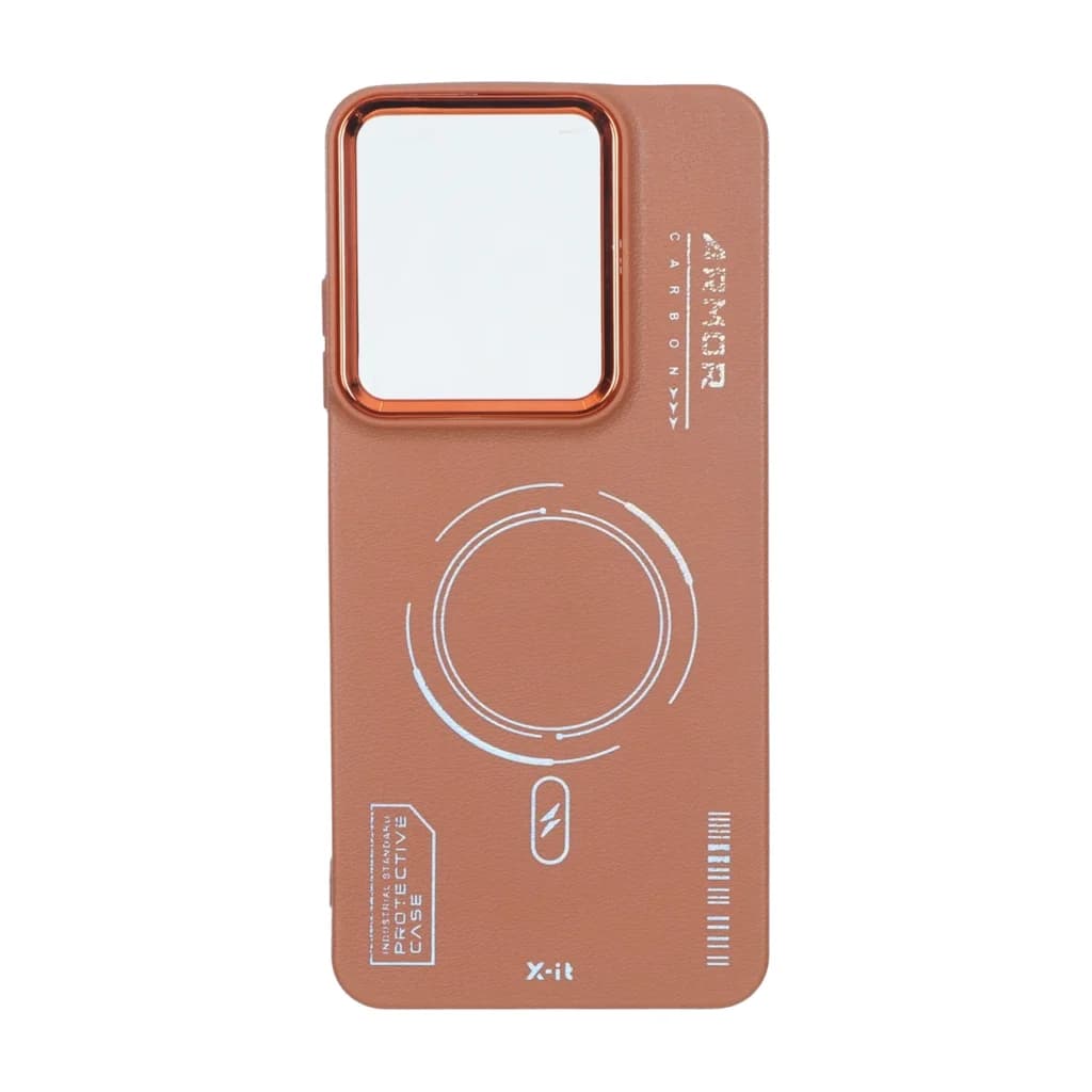 قاب Armor لنز متال Texture طرح مگ سیف Xiaomi Redmi A5 / Poco C71 – قهوه ای — تصویر ۲