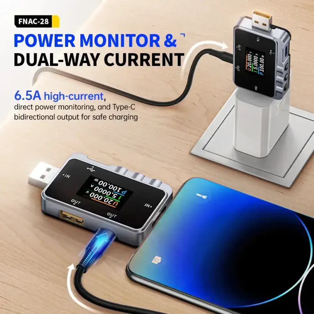 تستر درگاه USB دو کاره فینرسی مدل FNIRSI FNAC-28 — تصویر ۶