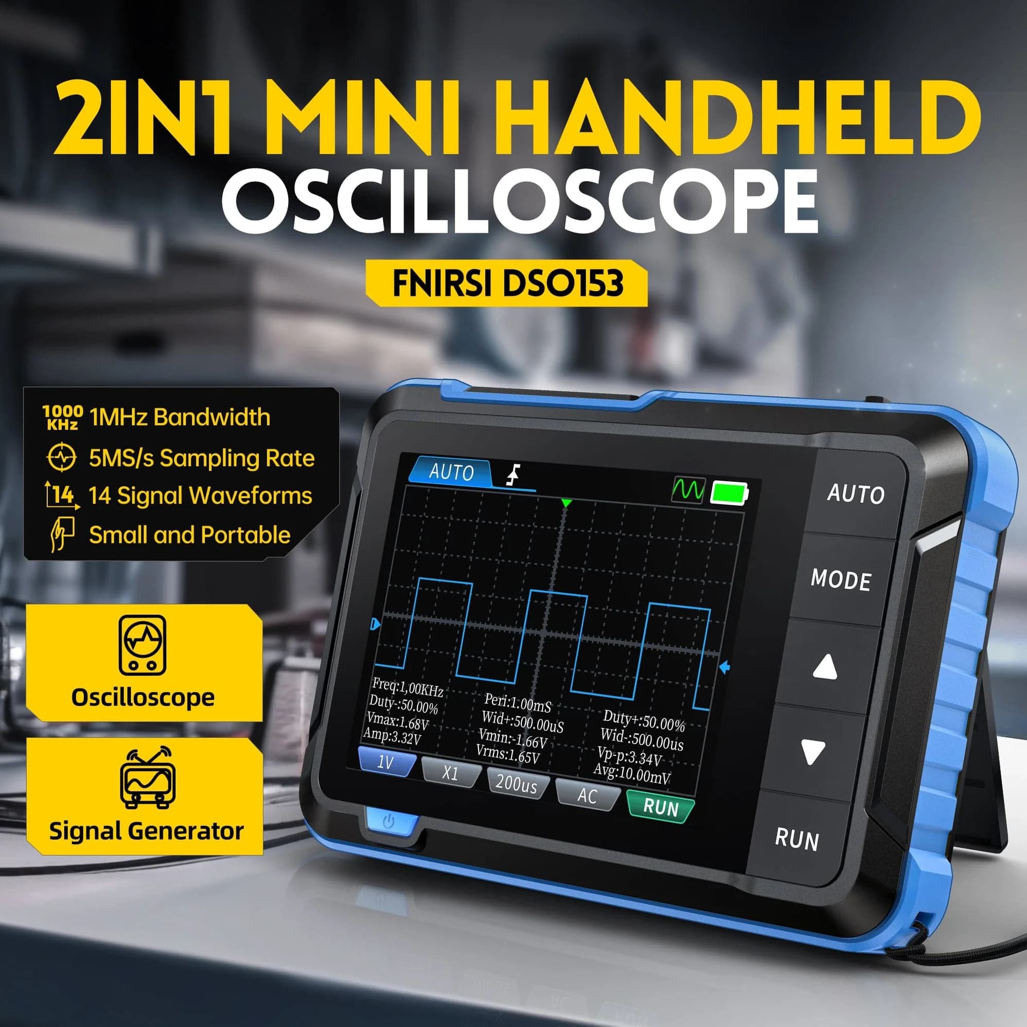 اسیلوسکوپ دستی و فانکشن ژنراتور فینرسی مدل FNIRSI DSO-153 — تصویر ۵