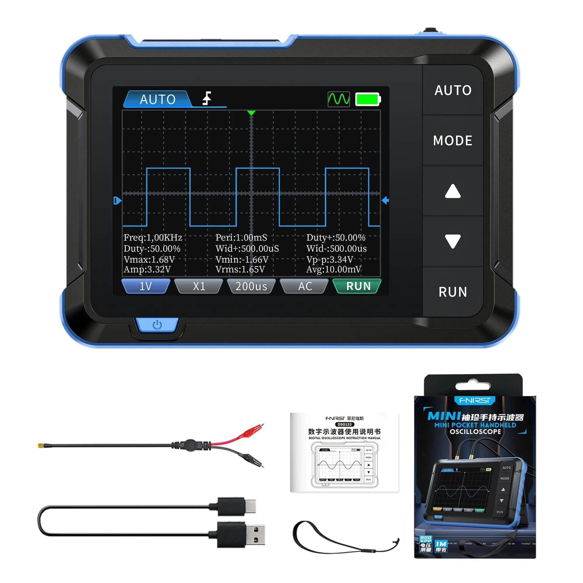 اسیلوسکوپ دستی و فانکشن ژنراتور فینرسی مدل FNIRSI DSO-153 — تصویر ۲