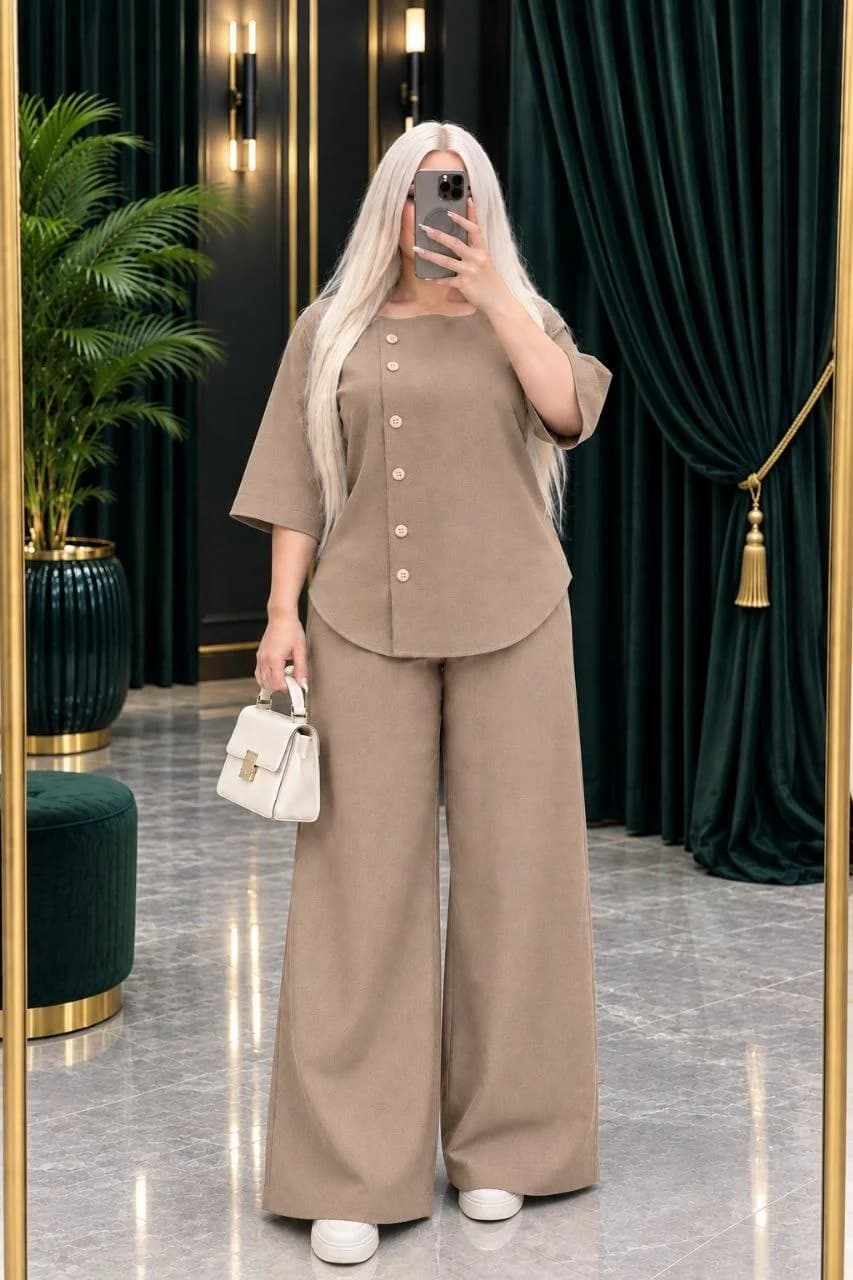 ست شومیز و شلوار زنانه لنین کد V275 — تصویر ۴