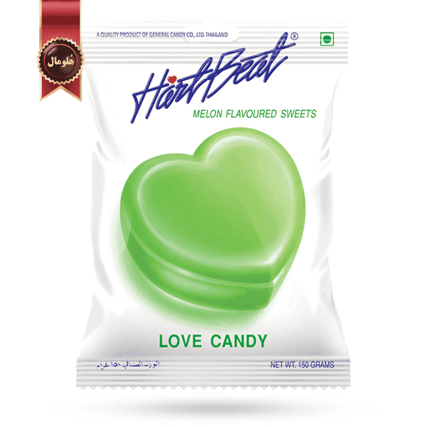 آبنبات عشق هارتبیت hartbeat مدل طعم خربزه melon وزن 150 گرم (اورجینال)