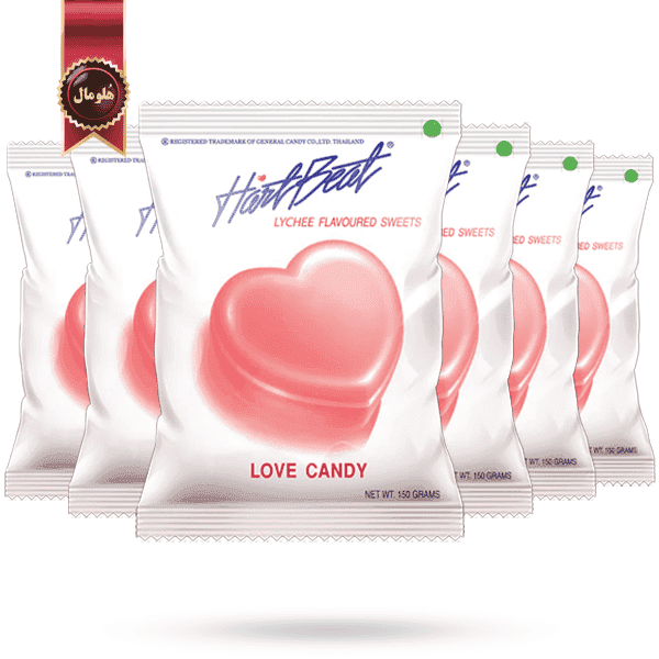 6 بسته آبنبات عشق هارتبیت hartbeat مدل طعم سُرخالو Lychee وزن 150 گرم (اورجینال)