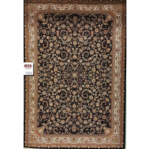 فرش 700 شانه طرح افشان سلطنتی زمینه سرمه ای بزرگمهر کاشان – کد 7504 — تصویر ۴