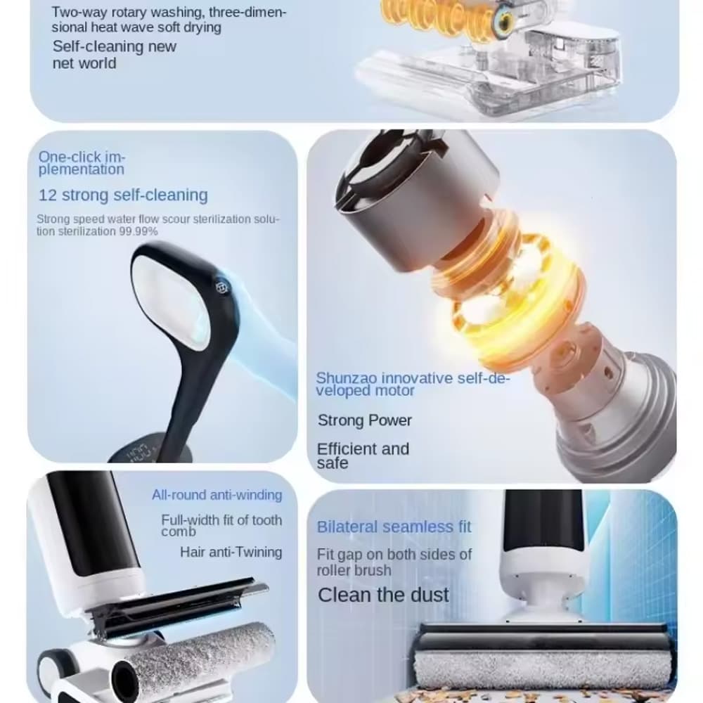 جارو شارژی آب و خاک شیائومی یوپین شانزائو مدل Shunzao z30 Wet and Dry Floor Vacuum Cleaner — تصویر ۴