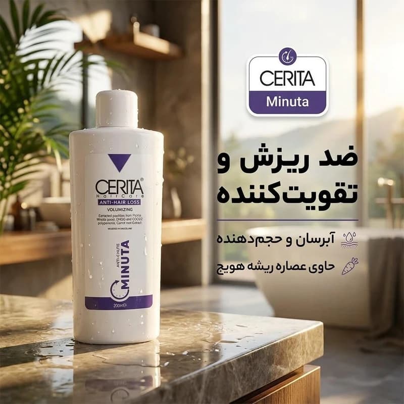 شامپو تقویت کننده مو سریتا مخصوص پوست سر معمولی حجم 200 میلی‌لیتر مدل Minuta — تصویر ۲