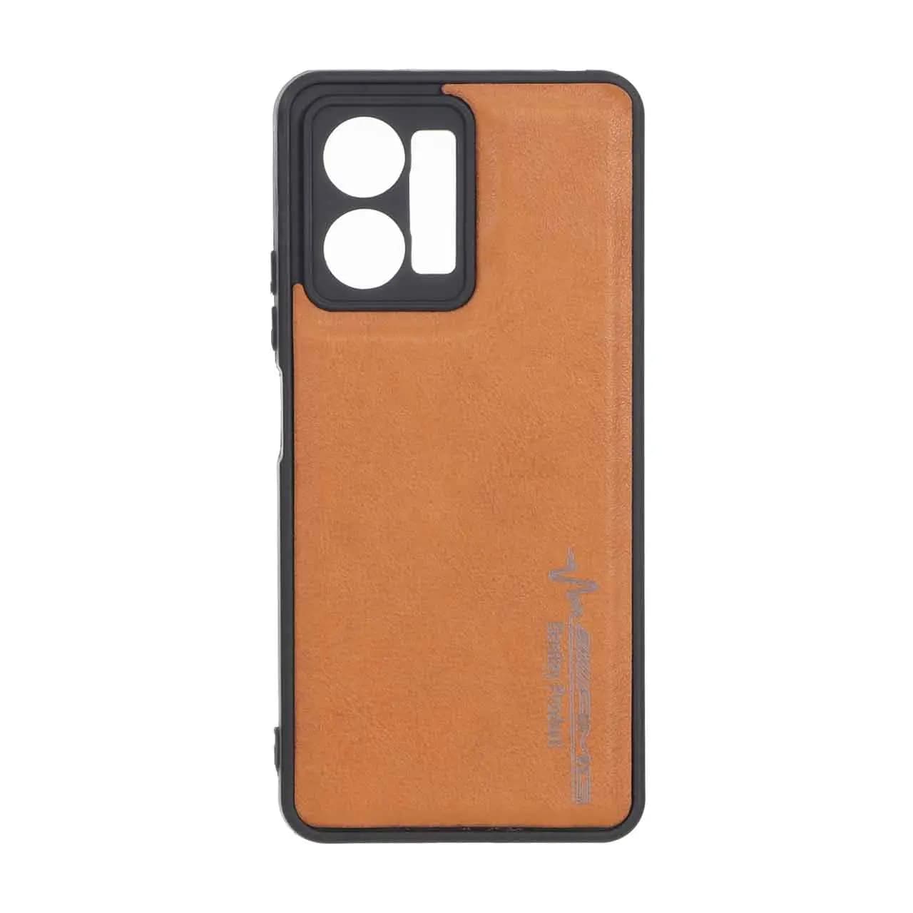 قاب طرح چرم AMG محافظ لنزدار Xiaomi Redmi Note 12 4G – عسلی
