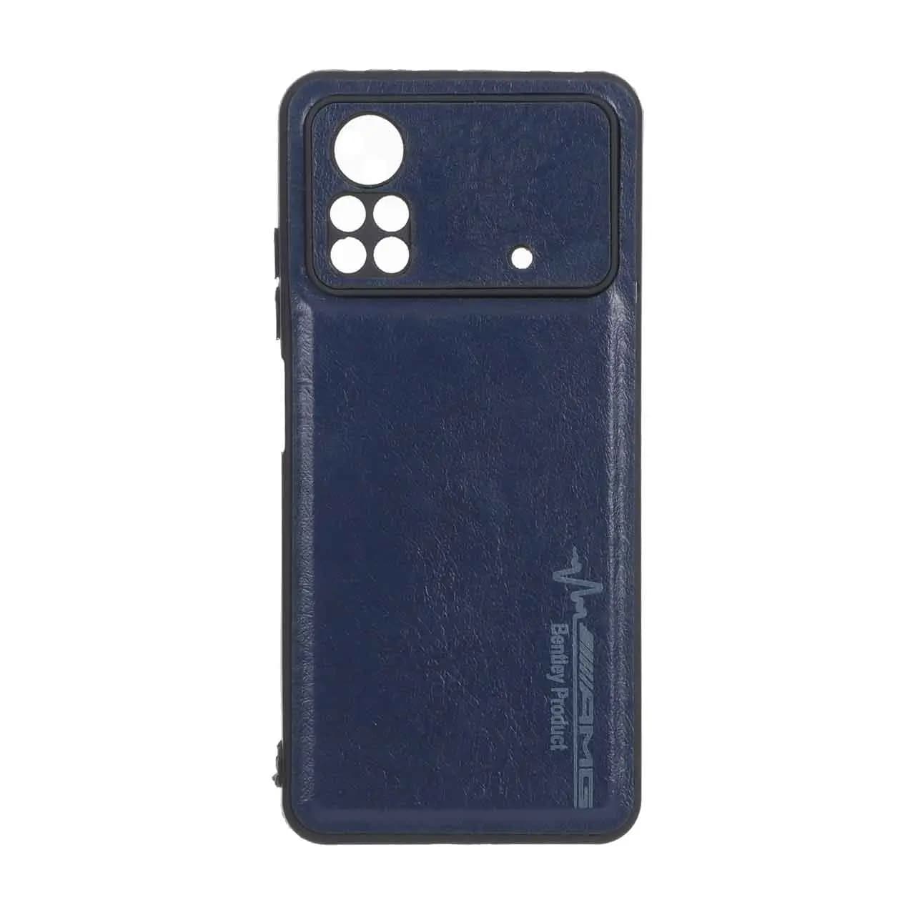 قاب طرح چرم AMG محافظ لنزدار Xiaomi Poco X4 Pro – سرمه ای