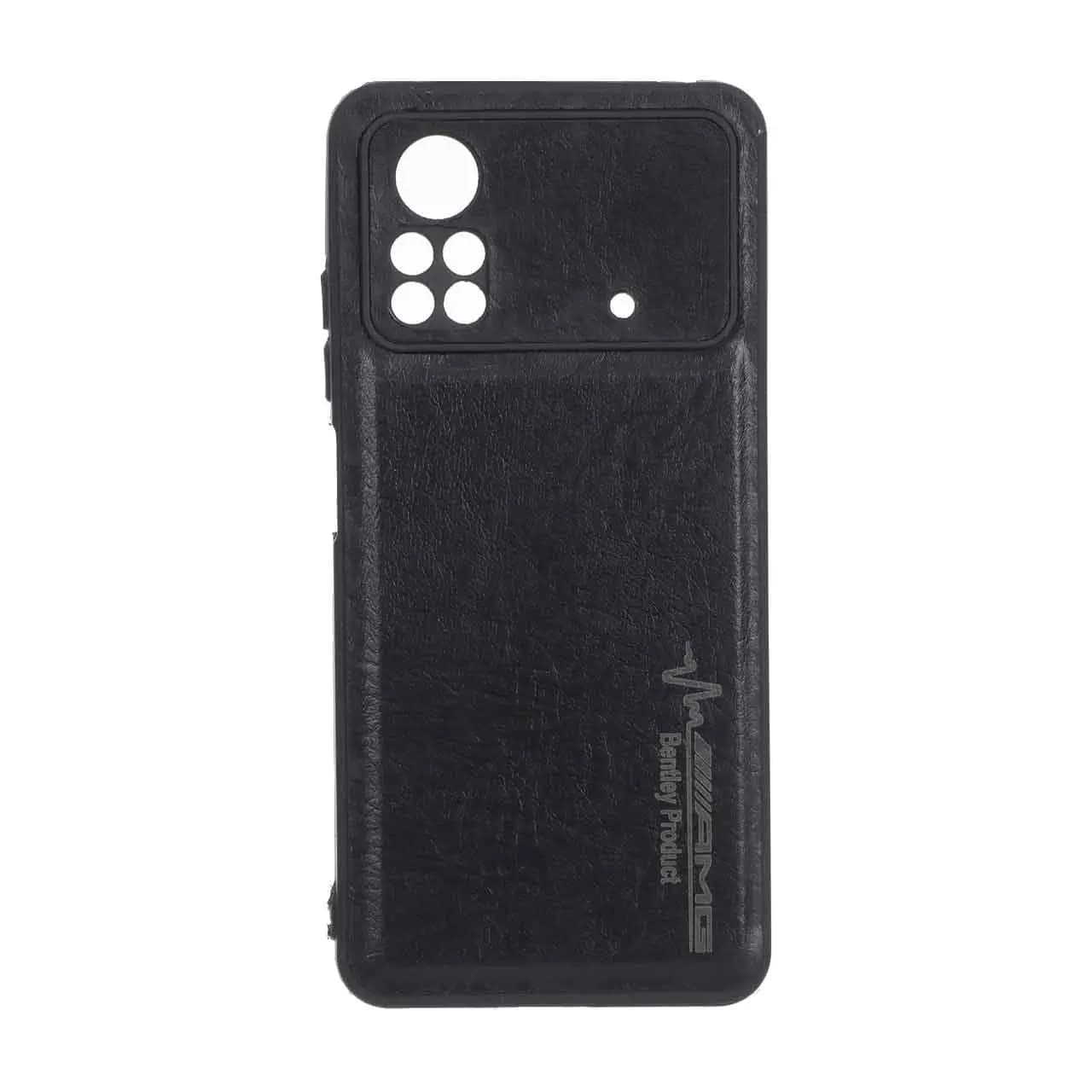 قاب طرح چرم AMG محافظ لنزدار Xiaomi Poco X4 Pro – مشکی