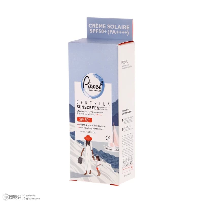کرم ضد آفتاب بی‌رنگ پیکسل SPF 50 مدل Centella مناسب برای انواع پوست‌ حجم 50 میلی‌لیتر — تصویر ۶
