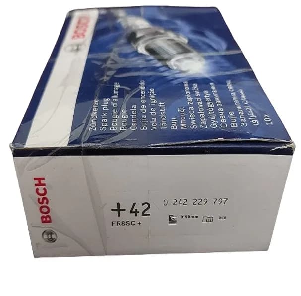 شمع خودرو بوش مدل تک پلاتین پایه بلند کد Germany FR8SC +42 بسته 10عددی — تصویر ۲