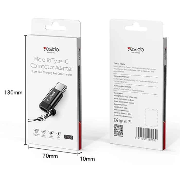 مبدل microUSB به USB-C یسیدو مدل Yesido GS04 — تصویر ۲