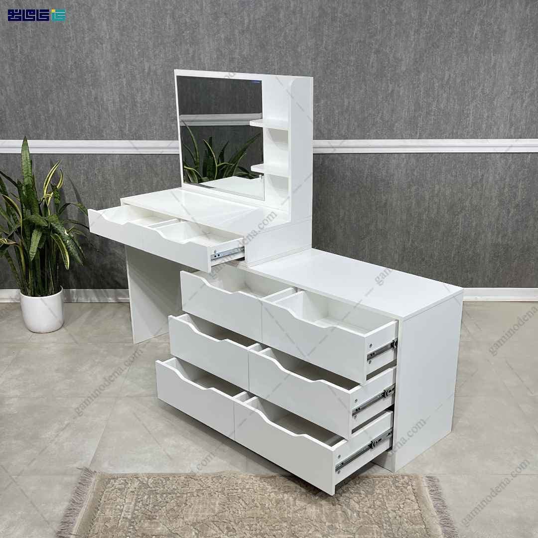 ست میز تحریر و میز آرایش سفید سارینا — تصویر ۲
