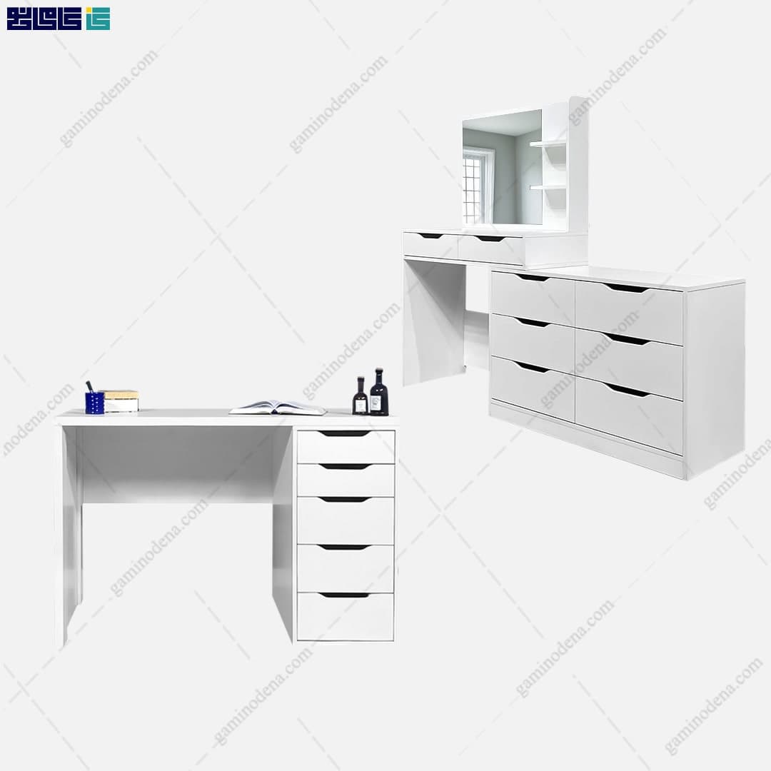 ست میز تحریر و میز آرایش سفید سارینا