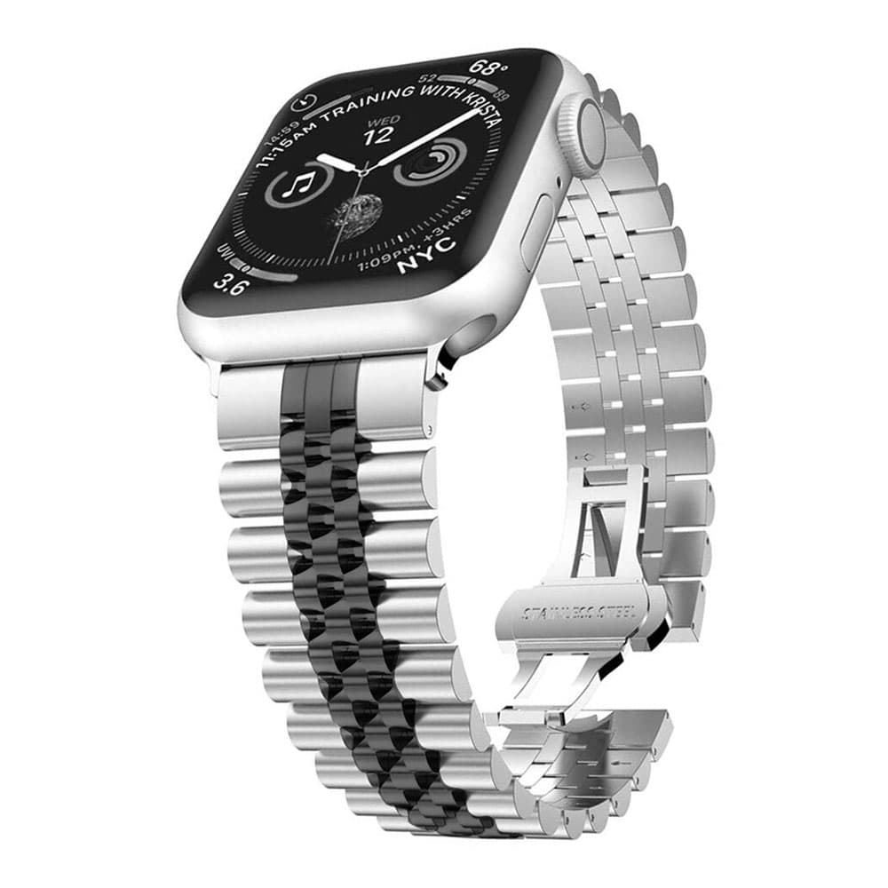 بند استیل طرح رولکس مدل Rolex Band 5Bead Apple Watch مناسب برای اپل واچ سری 4 سایز 44 میلی متری Apple Watch Edition Series 4 – 44mm