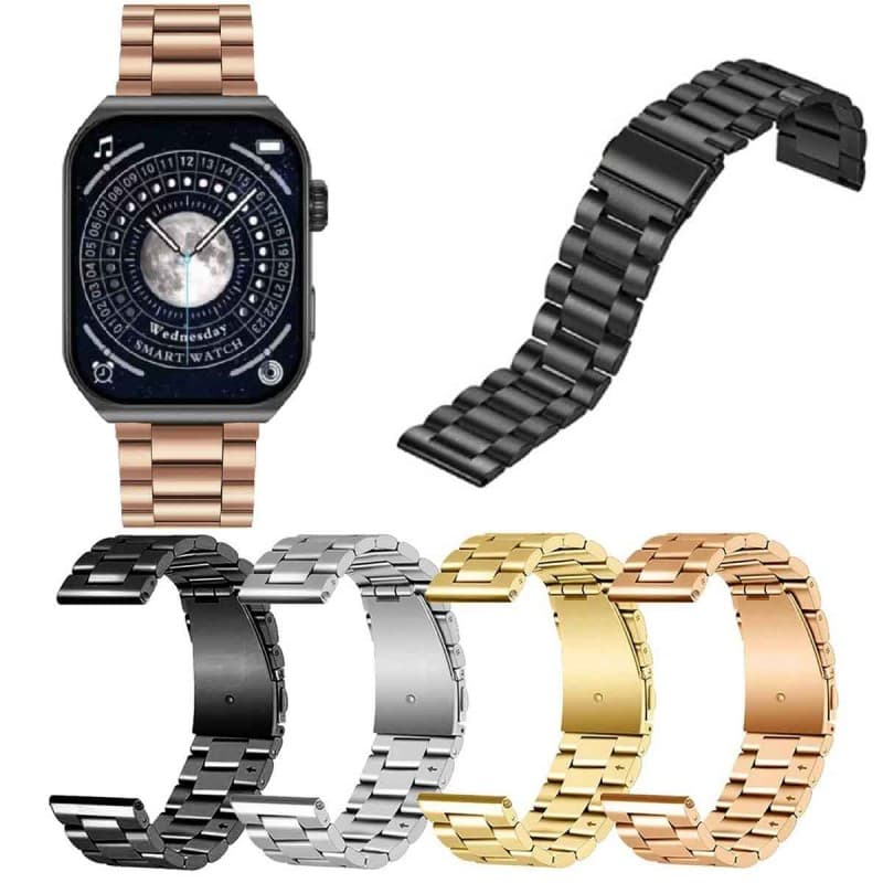 بند استیل طرح رولکس مدل Rolex Band 5Bead مناسب برای ساعت QCY GS سایز 22 میلی متر