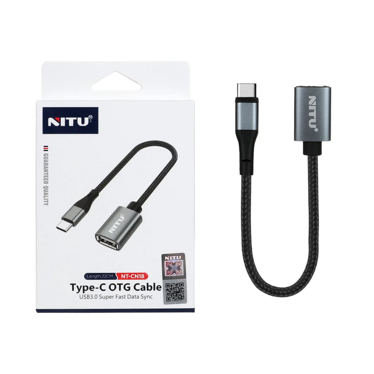 تبدیل NITU OTG Type-C مدل CN18 – مشکی خاکستری (گارانتی 18 ماه تعویض نیکان همراه)