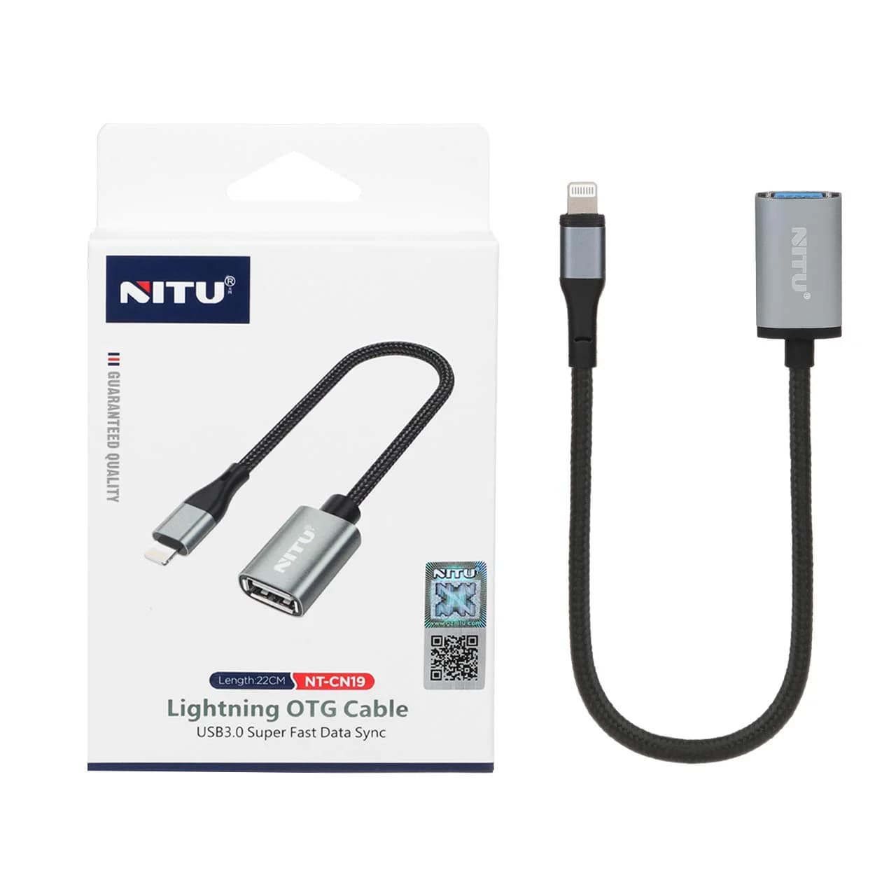تبدیل NITU OTG TO Lightning مدل CN19 – مشکی خاکستری (گارانتی 18 ماه تعویض نیکان همراه)