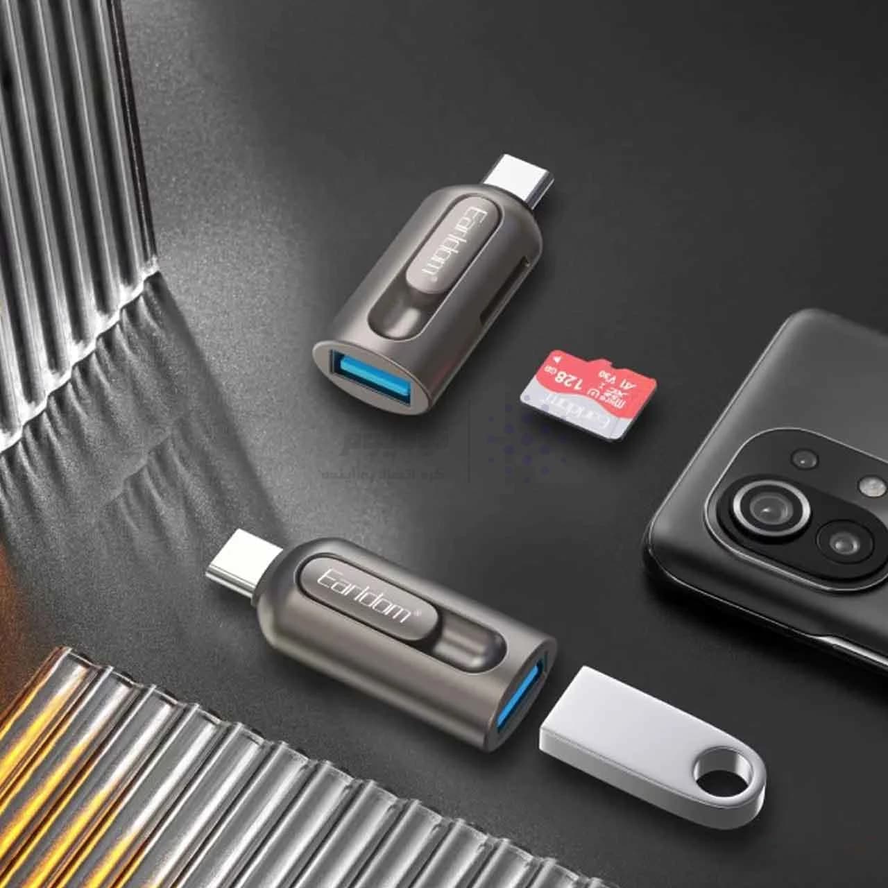 رم ریدر و Earldom USB TO Type-C OTG مدل ET-OT98 – خاکستری — تصویر ۵