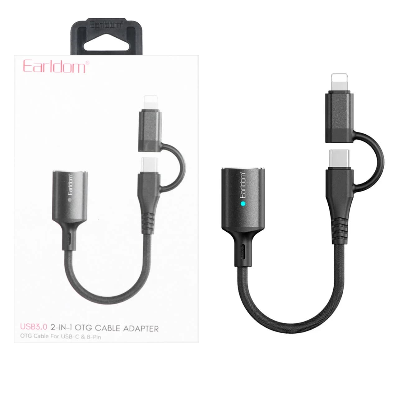 تبدیل Earldom OTG Type-C & Lightning TO USB3.0 مدل OT109CL – مشکی