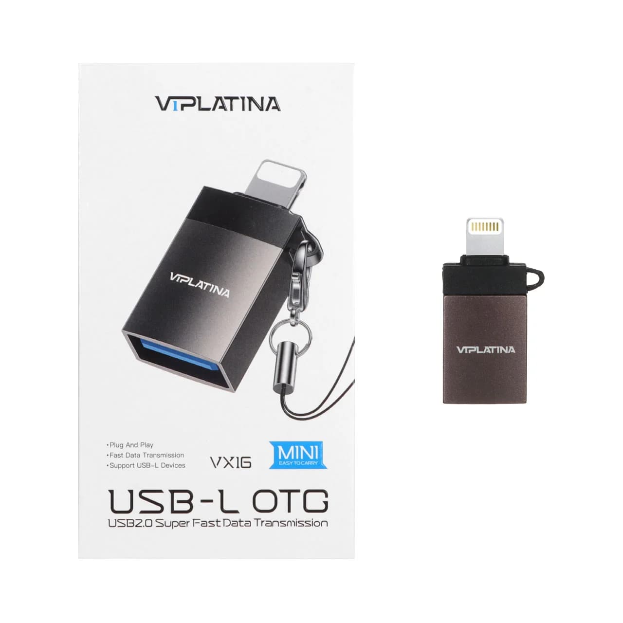 تبدیل VIPLATINA Lightning to USB2.0 مدل VX16 – مشکی (گارانتی 18 ماه تعویض نیکان همراه)