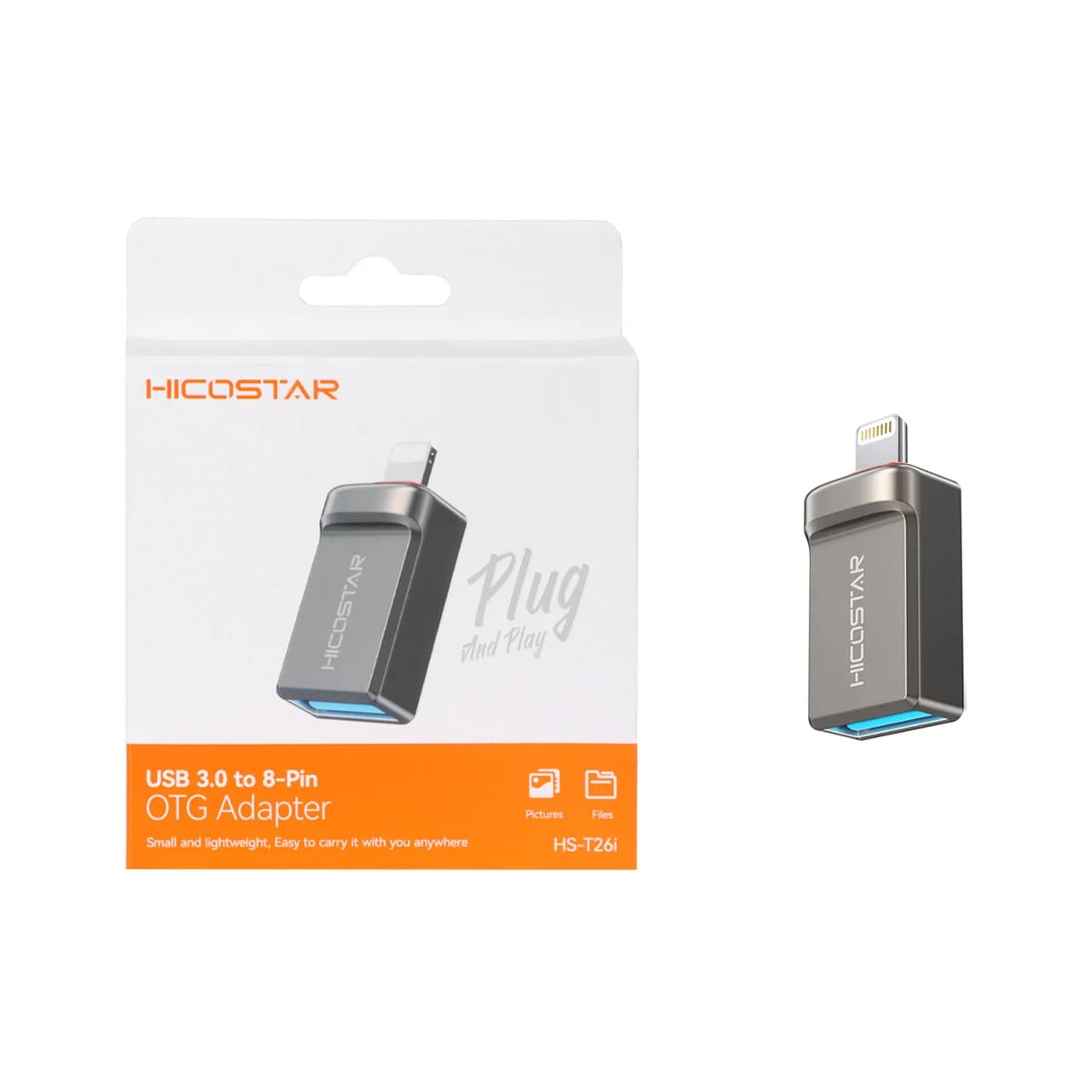 تبدیل Hicostar OTG Lightning TO USB3.0 مدل HS-T26i – خاکستری
