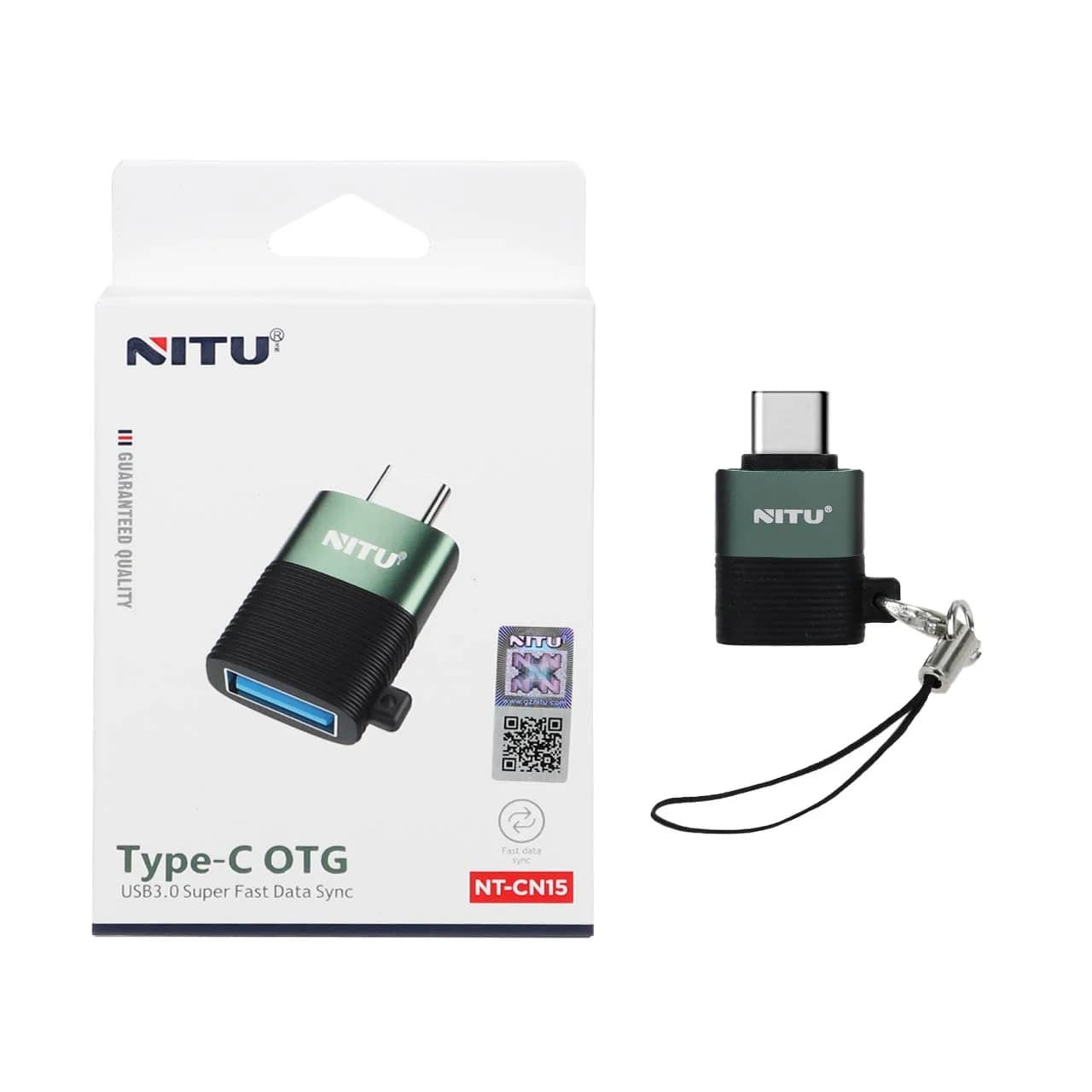 تبدیل NITU OTG Type-C مدل CN15 – مشکی سبز (گارانتی 18 ماه تعویض نیکان همراه)