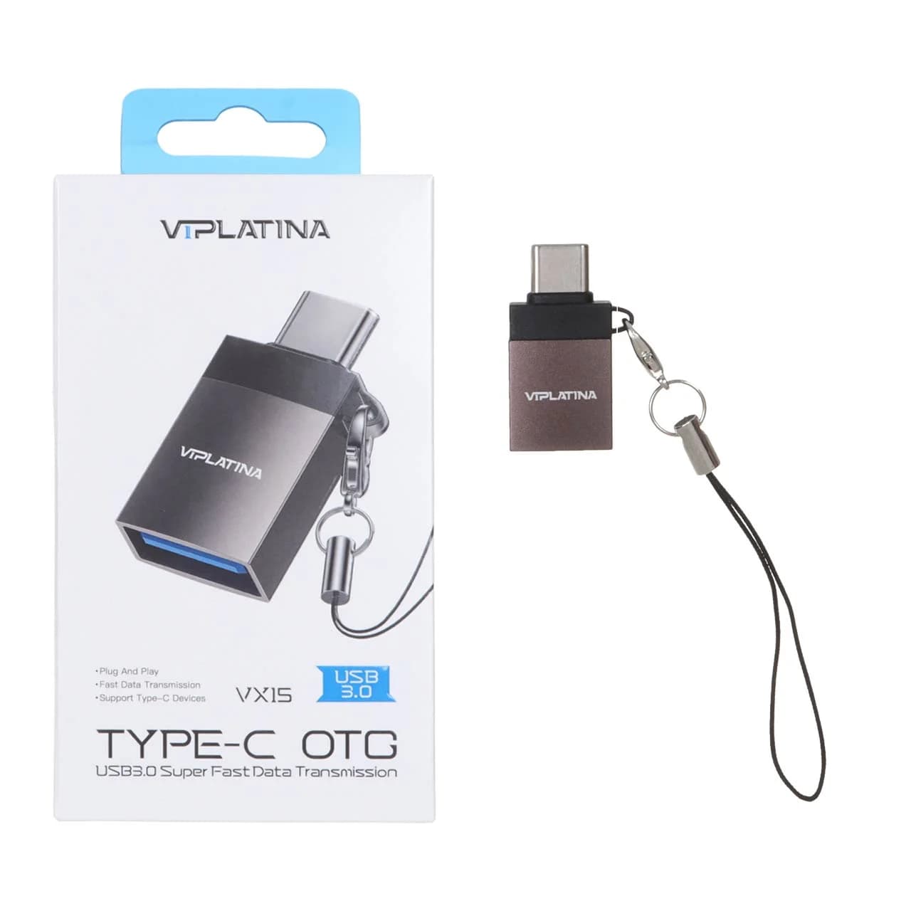 تبدیل VIPLATINA Type-C OTG USB3.0 مدل VX15 – مشکی (گارانتی 18 ماه تعویض نیکان همراه)