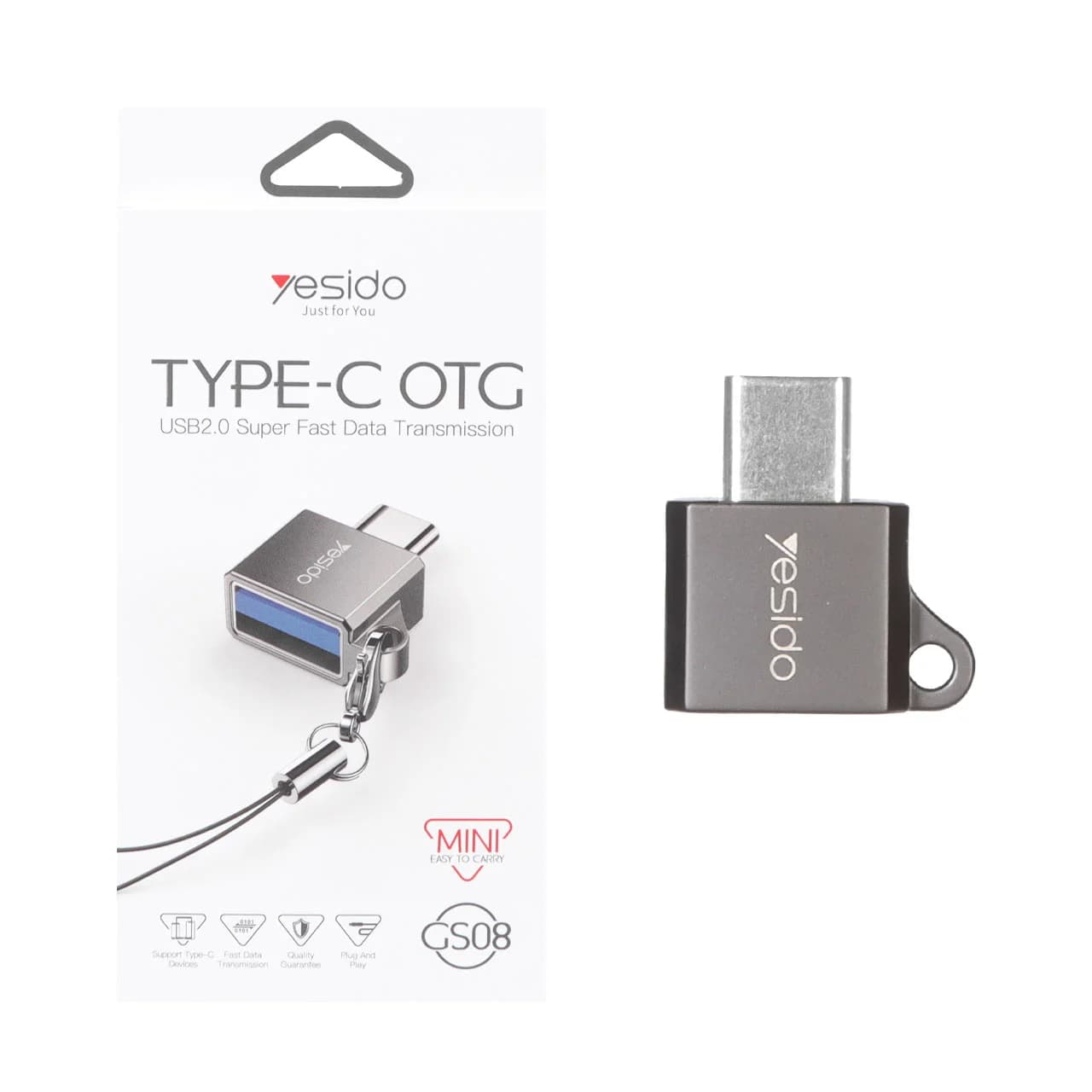 تبدیل Yesido Type-C OTG مدل GS08 – خاکستری (گارانتی 18 ماه تعویض نیکان همراه)