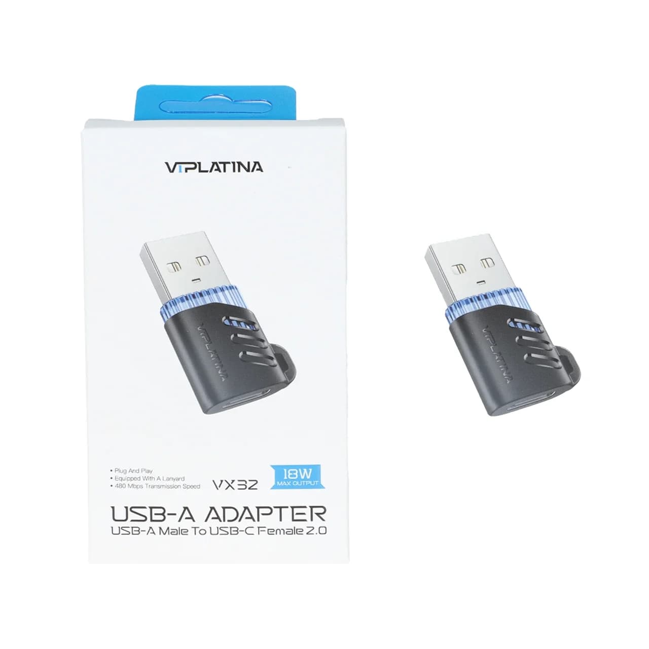 تبدیل VIPLATINA USB To Type-C مدل VX32 – مشکی (گارانتی 18 ماهه تعویض نیکان همراه)