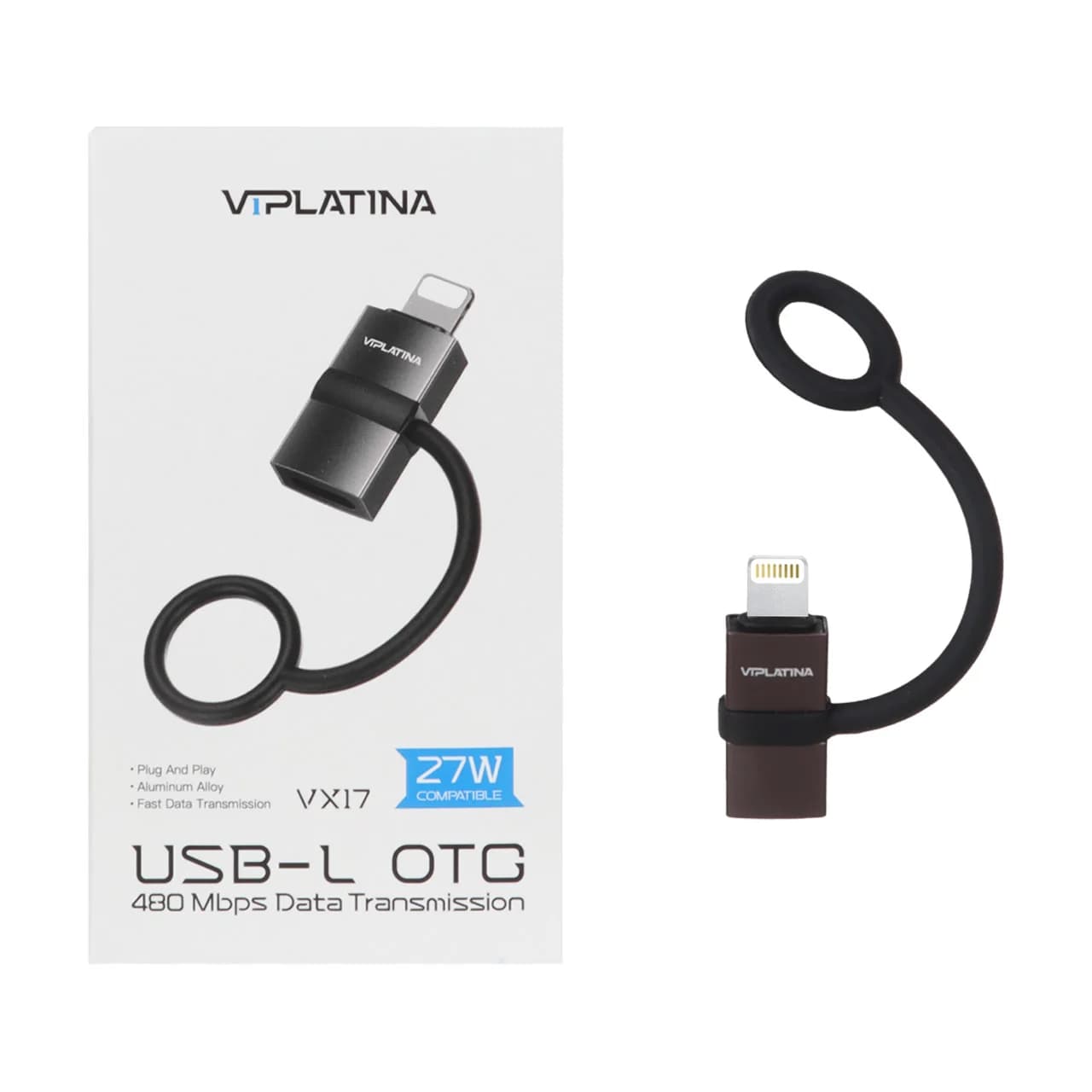 تبدیل VIPLATINA Lightning To USB-C مدل VX17 27W – مشکی (گارانتی 18 ماه تعویض نیکان همراه)