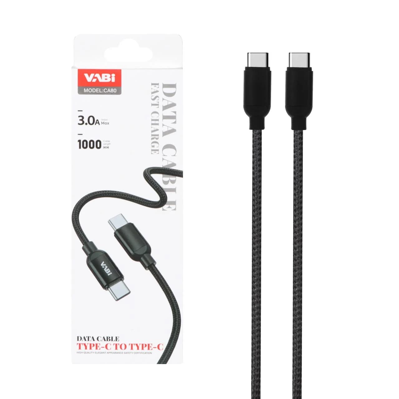 کابل شارژ فست VABI Type-C To Type-C مدل CA80 – مشکی