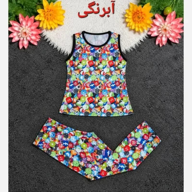 ست تاپ و شلوار ورزشی و خانگی زنانه جنس فلامنت کشی مناسب سایز 38 تا 50 — تصویر ۴