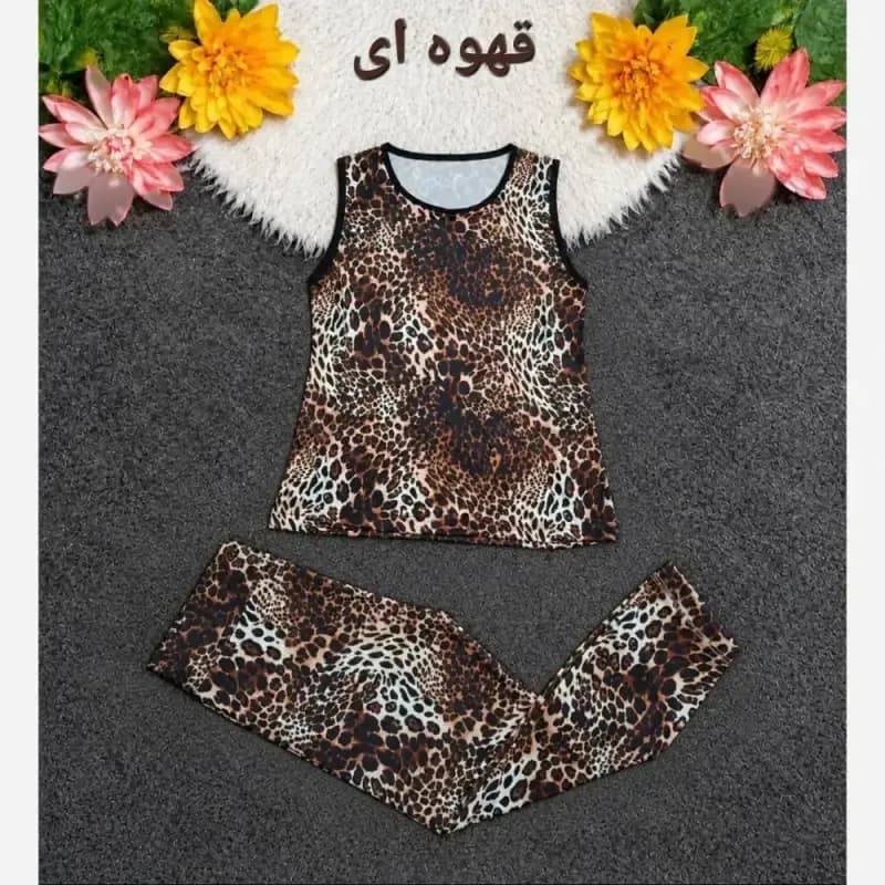 ست تاپ و شلوار ورزشی و خانگی زنانه جنس فلامنت کشی مناسب سایز 38 تا 50 — تصویر ۳