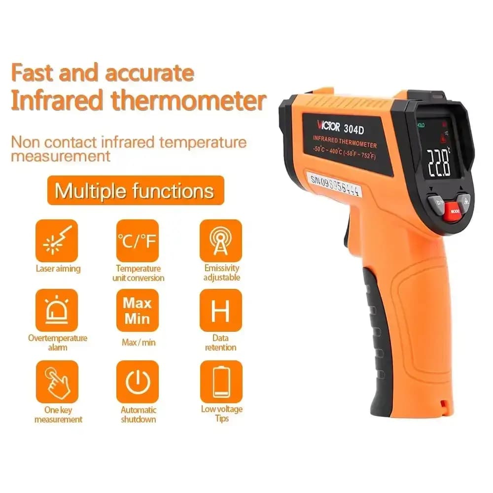 دماسنج و رطوبت سنج لیزری ویکتور مدل Victor 304D — تصویر ۵