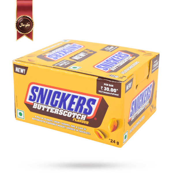 24 عدد شکلات اسنیکرز snickers مدل تافی butterscotch وزن 24 گرم (اورجینال)