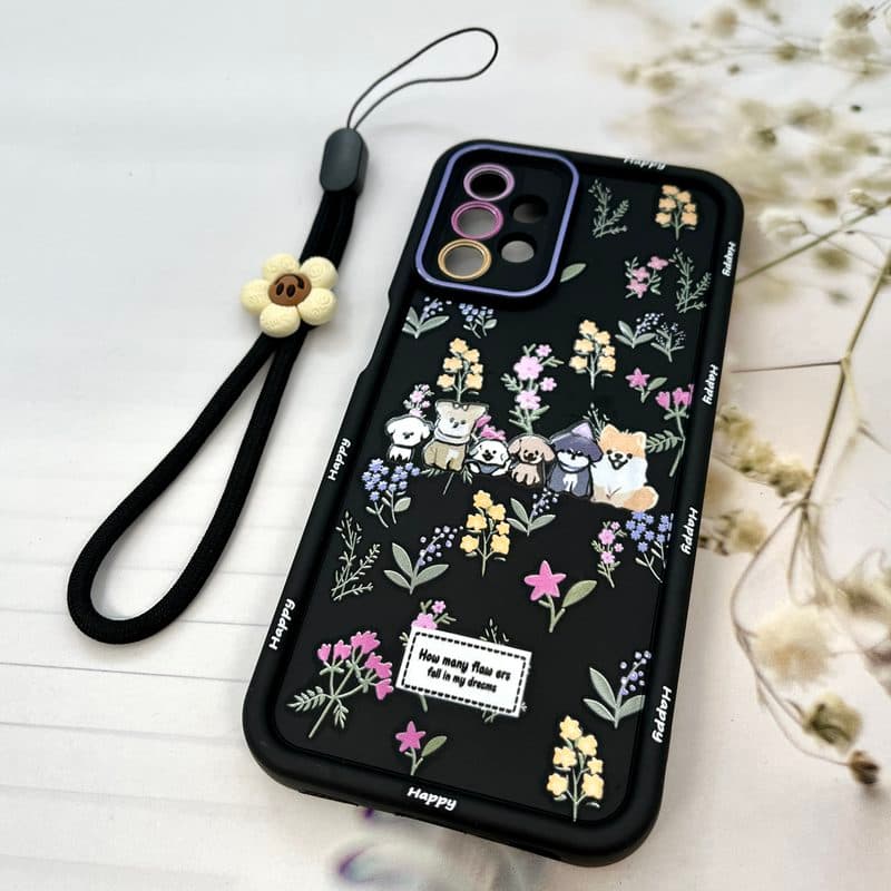 قاب گوشی Galaxy A13 4G / Galaxy A04S سامسونگ Strap Case سیلیکونی سولید ضد ضربه همراه بند مچی محافظ لنز دار طرح حیوانات کد 822646 — تصویر ۲