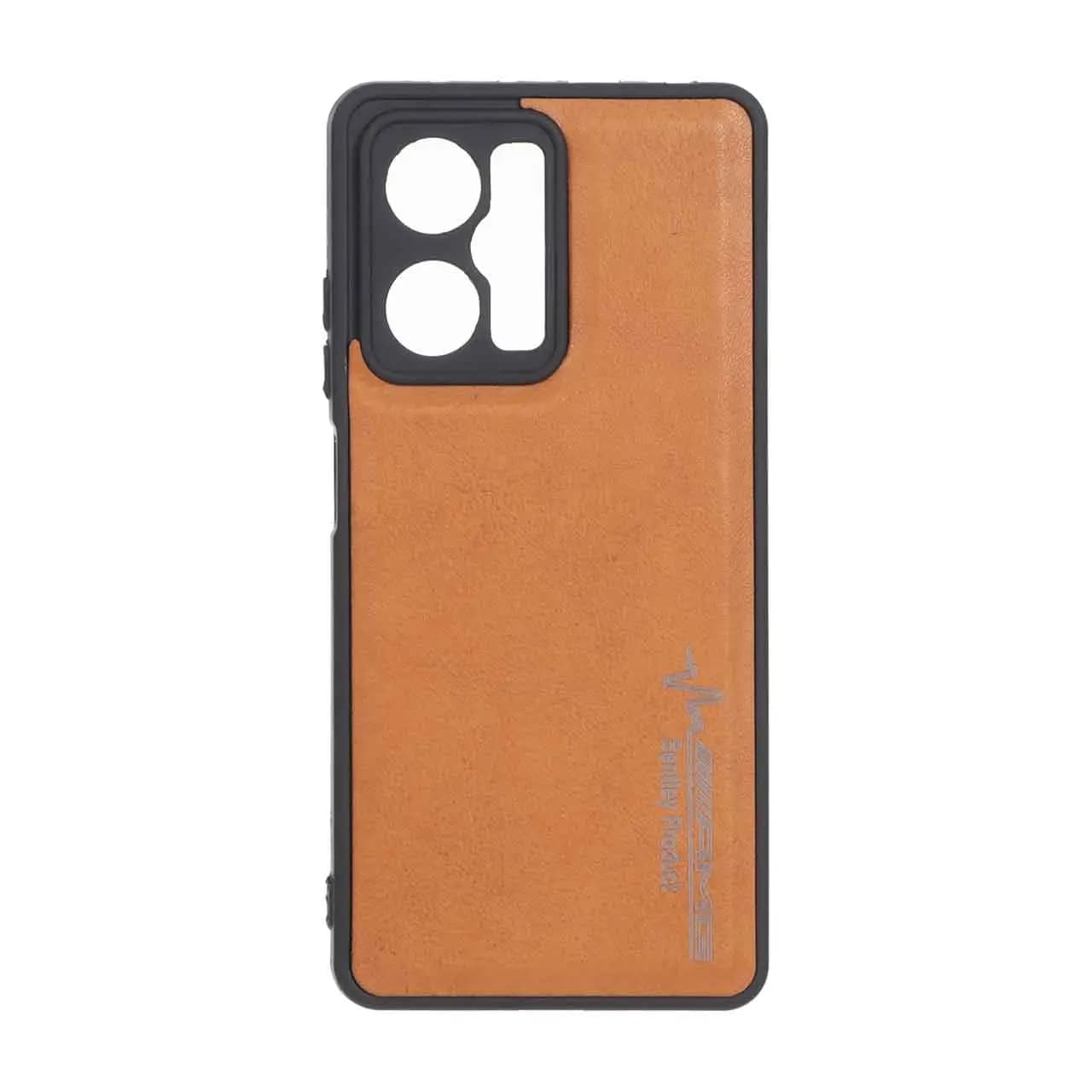 قاب طرح چرم AMG محافظ لنزدار Xiaomi Redmi Note 12 Pro 5G / Xiaomi Poco X5 Pro 5G – عسلی