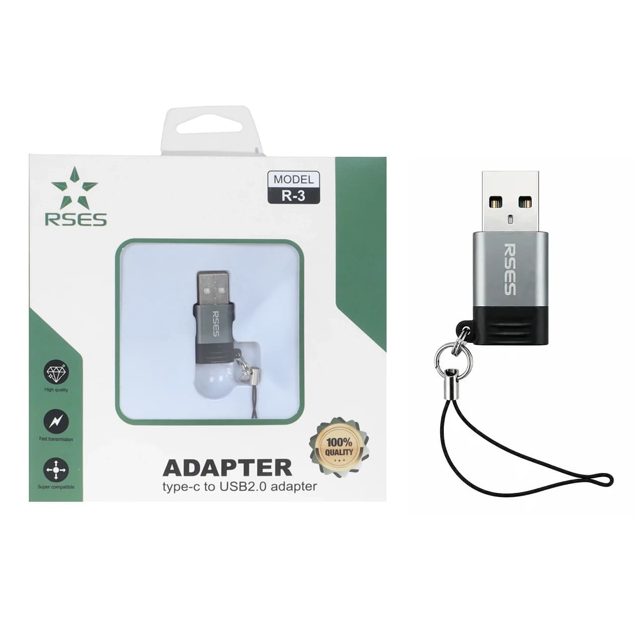 تبدیل RSES Usb To Type-C مدل R-3 – سبز