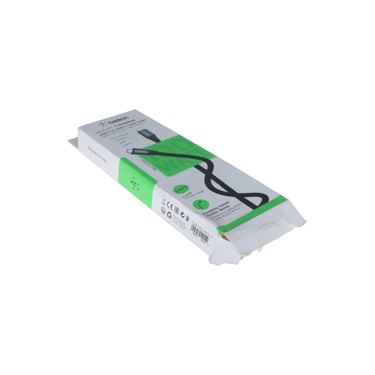 کابل شارژ فست Belkin Type-C To Type-C مدل X-700C 100W – مشکی – پک ضعیف — تصویر ۲
