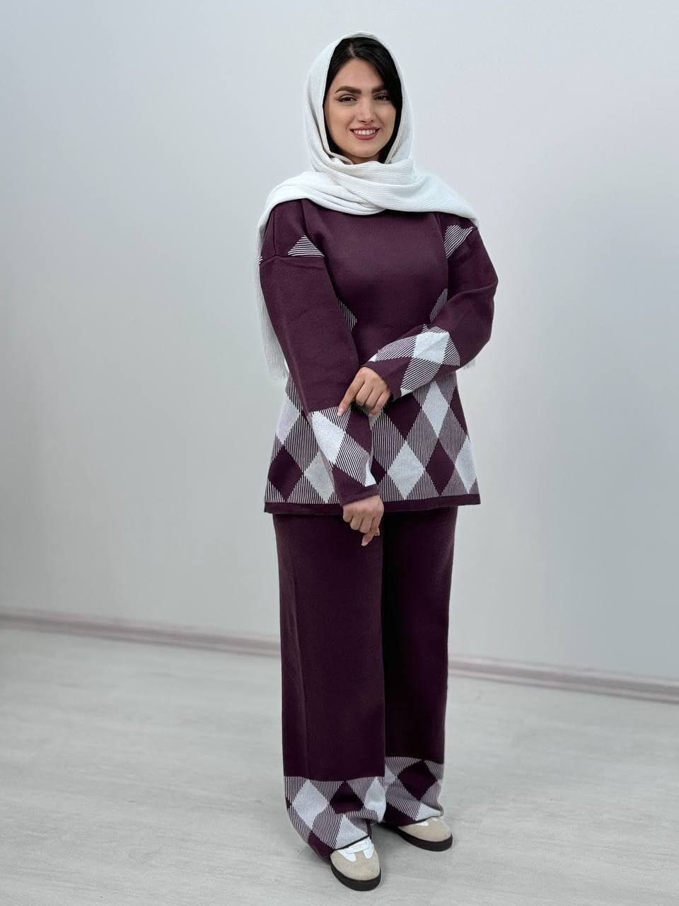 ست بافت زنانه آلنوش ذغالی فری سایز (کد: 23889) — تصویر ۵