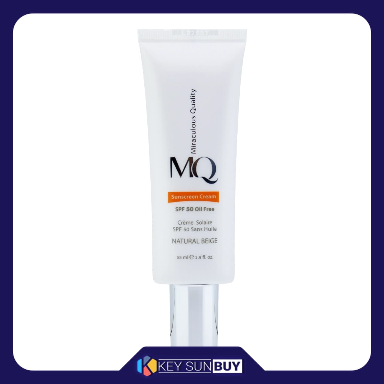 مراقبت پوست کرم ضد آفتاب رنگی ام کیو SPF50 مدل NATURAL BEIGE محافظ UVA ،UVB، ضد جوش و آکنه، مناسب انواع پوست حجم 55 میلی‌لیتر
