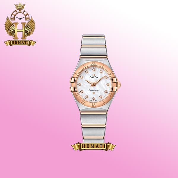 ساعت مچی زنانه امگا کانستلیشن OMEGA CONSTELLATION OMCL100 نقره ای رزگلد (صفحه سفید صدفی)